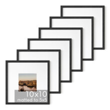 HAUS AND HUES Solid Oak Wood 10   x10    Picture Frames Matted to 5   x5    Set of 610x10 Frames with Mat  Square Frames 10 x 1