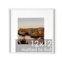 HAUS AND HUES Solid Oak 12 x12 Picture Frame Matted to 8 x8 - 12x12 Frame with Mat 12x12 Picture Frame White Picture Frame in 12 x 12 S