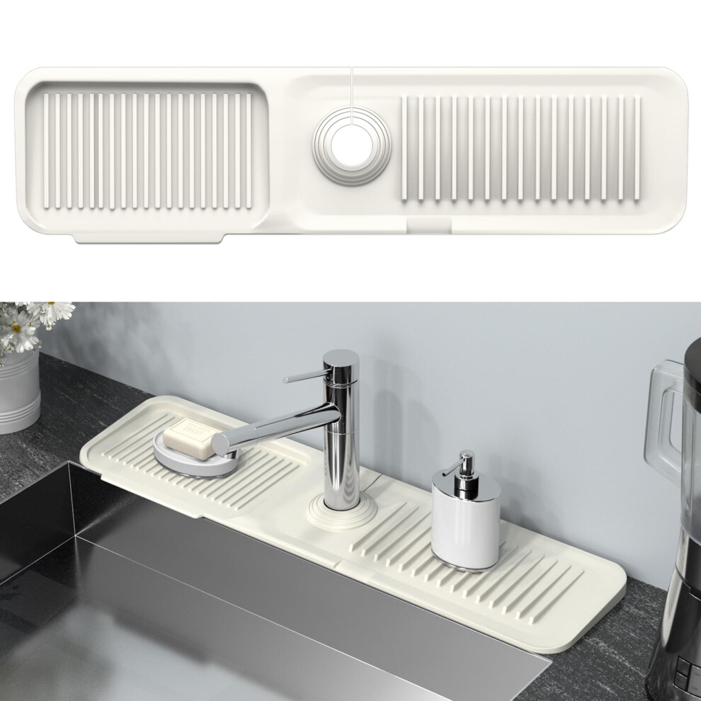 Kitchen Sink Splash Guard Behind Faucet 24 x 55 Inch  Toovem Faucet Handle Drip Catcher Tray  Longer Silicone Sink Faucet Mat