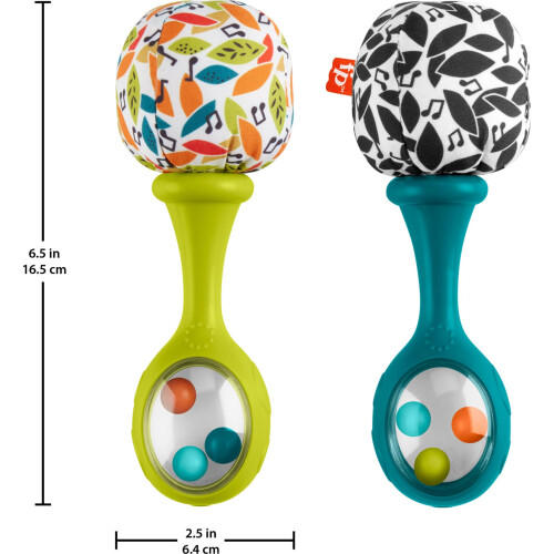 Fisher-Price Fisher-Price Μαράκες Rattle n Rock, 2 Μαλακά Μουσικά Όργανα για Βρέφη 3+ μηνών, Ουδέτερα Χρώματα 2