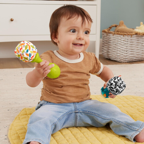 Fisher-Price Fisher-Price Μαράκες Rattle n Rock, 2 Μαλακά Μουσικά Όργανα για Βρέφη 3+ μηνών, Ουδέτερα Χρώματα 1