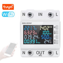 Tuya WiFi 8in1 Power Meter Färgskärm 2p Multifunktion AC Energimätare 170-270V/63A Spännings- och strömmätare Standardskena monter