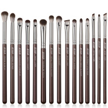 Jessup Set di pennelli per trucco occhi professionale 15 pezzi Pennello per ombretto marrone Sopracciglio correttore Eyeliner Pennello per sfumar