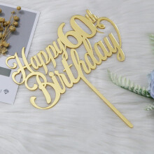 Sodasos Happy 60th Birthday Cake Topper Negru Decoratiuni pentru tort pentru petrecerea de 60 de ani Buna ziua 60 de ani Happy 60th Birthday Deco