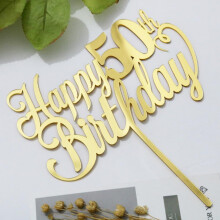 Sodasos Happy 50th Birthday Cake Topper Negru Decoratiuni pentru tort pentru petrecerea de 50 de ani Buna ziua 50 de ani Happy 50th Birthday Deco