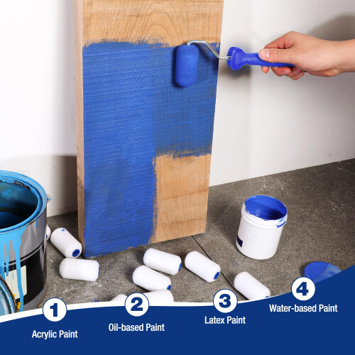WORKPRO Mini Rolo de Pintura 2,5 polegadas 12-Pack, Capas de Rolo de Espuma para Toques, Artesanato, Móveis, Armários 2