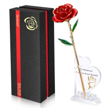 Sinvitron Gold Dipped Rose 24K Real Rose Long Stem Hand Dipped in 24k Golden Rose Unique Romantic Gifts for Women in Her Birthda