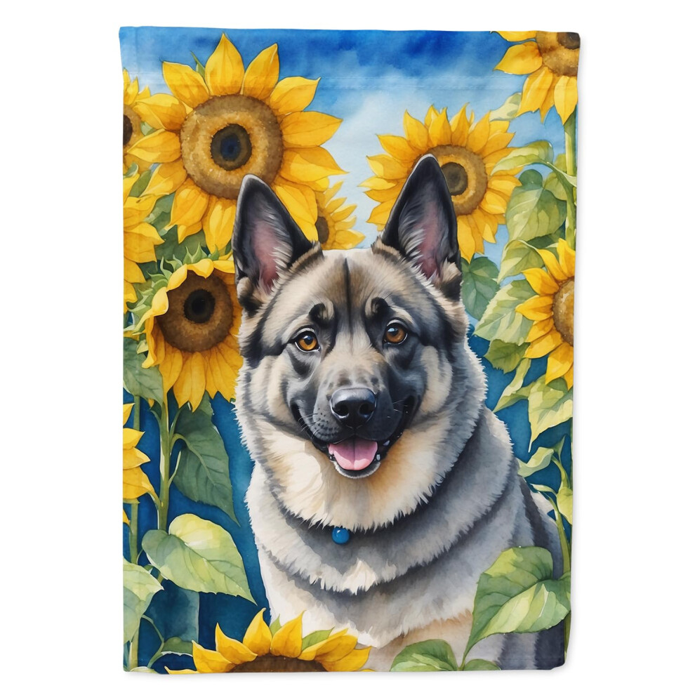 Caroline's Treasures DAC6126CHF Noorse Elandhond In Zonnebloemen Huisvlag Grote Veranda Mouwpaal Decoratieve Buitentuinbanner Kunstwerk Muurhanger-image