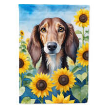 Caroline's Treasures DAC6152CHF Saluki in Sunflowers House Flag Large Porch Sleeve Pole Decorative Outside Yard Banner Artwork Wall Hanging Polyester