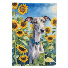 Caroline's Treasures DAC6176CHF Whippet in Sunflowers House Flag Large Porch Sleeve Pole Decorative Outside Yard Banner Artwork Wall Hanging Polyeste