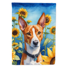 Caroline's Treasures DAC6016CHF Basenji in Sunflowers House Flag Large Porch Sleeve Pole Decorative Outside Yard Banner Artwork Wall Hanging Polyeste
