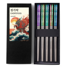 Phoenix Chopsticks Metal Reusable Designed In Korea Japanese Style Stainless Steel 316 1810 NonSlip Dishwasher Safe Laser Etch