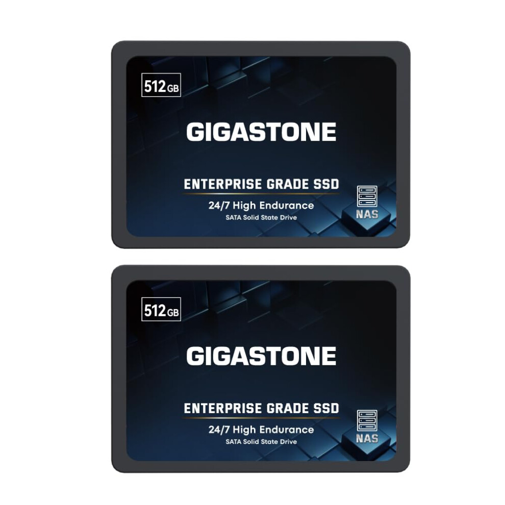 Gigastone Ssd 512GB Nas Ssd Disco (Set Da 2) 24/7 Alta Resistenza Tlc Business Raid Sync Cloud Dati Backup Network Attached Storage Cache Sata Iii 2,5 Pollici Unit? A Stato Solido Interno-image