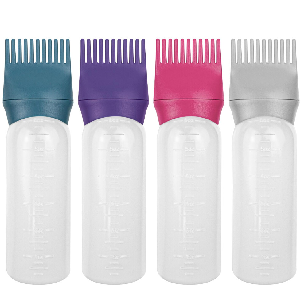 Elane 4 Pcs Root Comb Applicator Bottle 6Oz,Hair Oil Applicator Bottle For Hair,Oil Comb Applicator Hair Bottle Applicator For Hair Dye Shampoos Hair