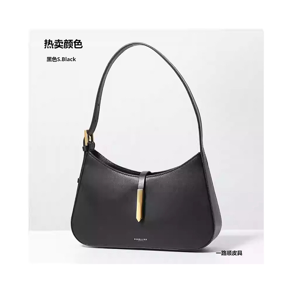 (Black trumpet) 2025 British Niche Demellier Shoulder Bag TOKYO Women's Commuter Leather Modern Bag Handheld Bag Bag