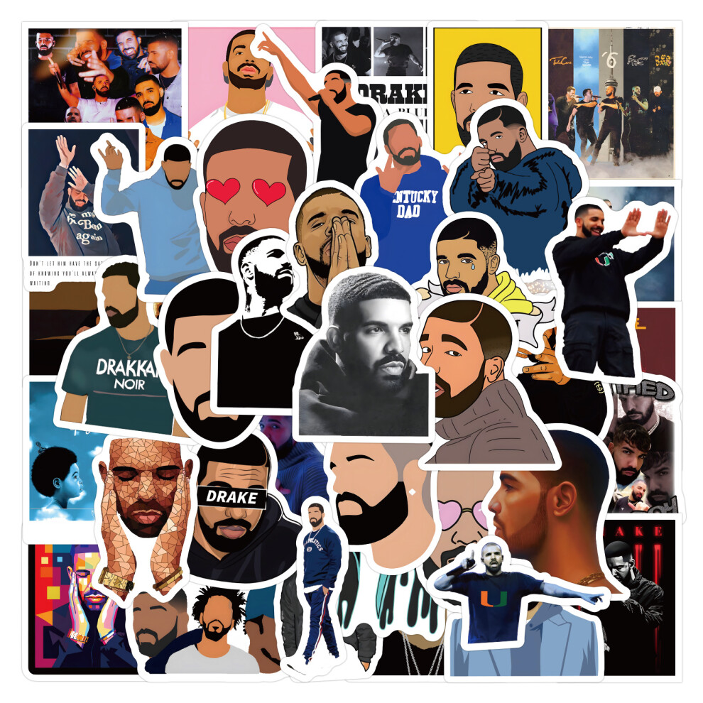 (MULTICOLOR) 62Pcs Singer Drake Stickers Rap Drake DIY Stickers Scrapbooking Phone Luggage Skateboard Waterproof Decals