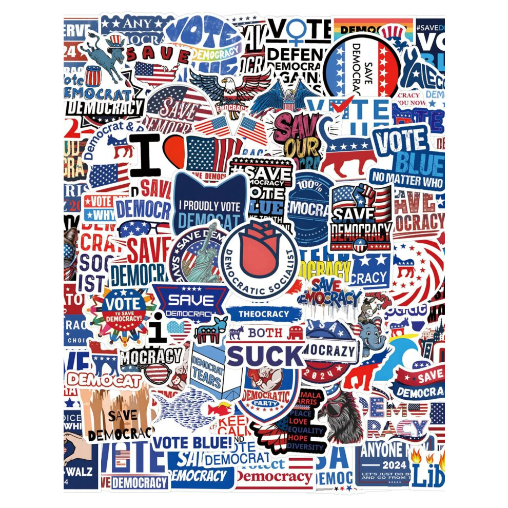 (MULTICOLOR) 110Pcs Democrat Stickers DIY Stickers Scrapbooking Phone Luggage Skateboard Waterproof Decals
