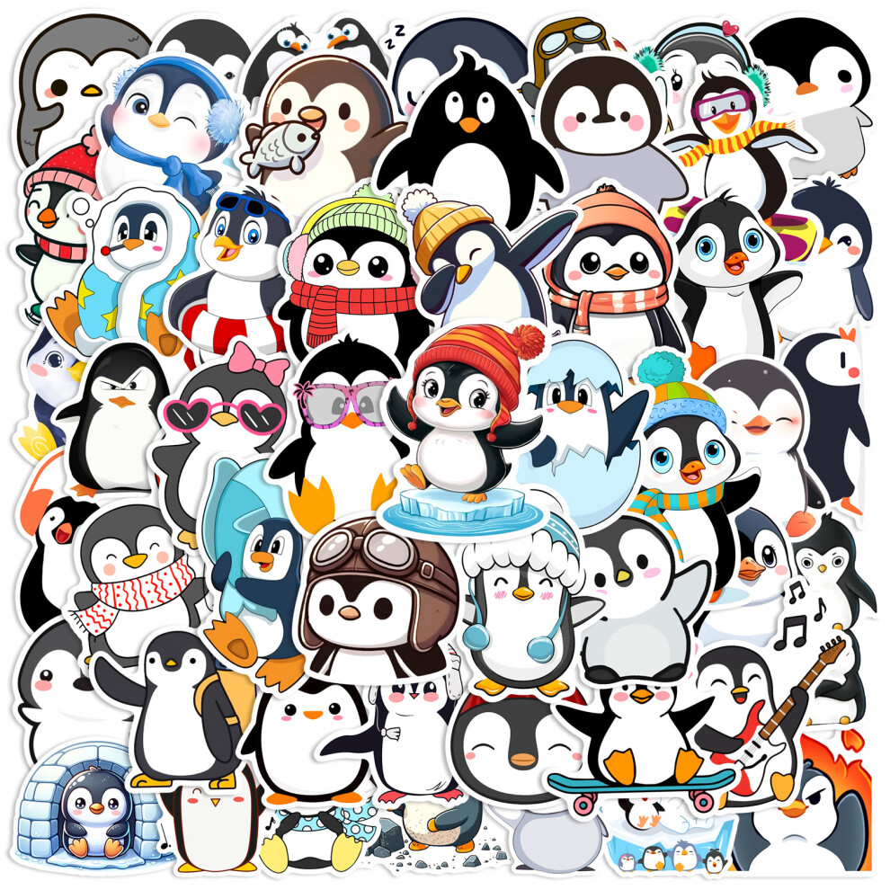 (MULTICOLOR) 60Pcs Cute Penguin Stickers Kawaii Penguin DIY Stickers Scrapbooking Phone Luggage Skateboard Waterproof Decals