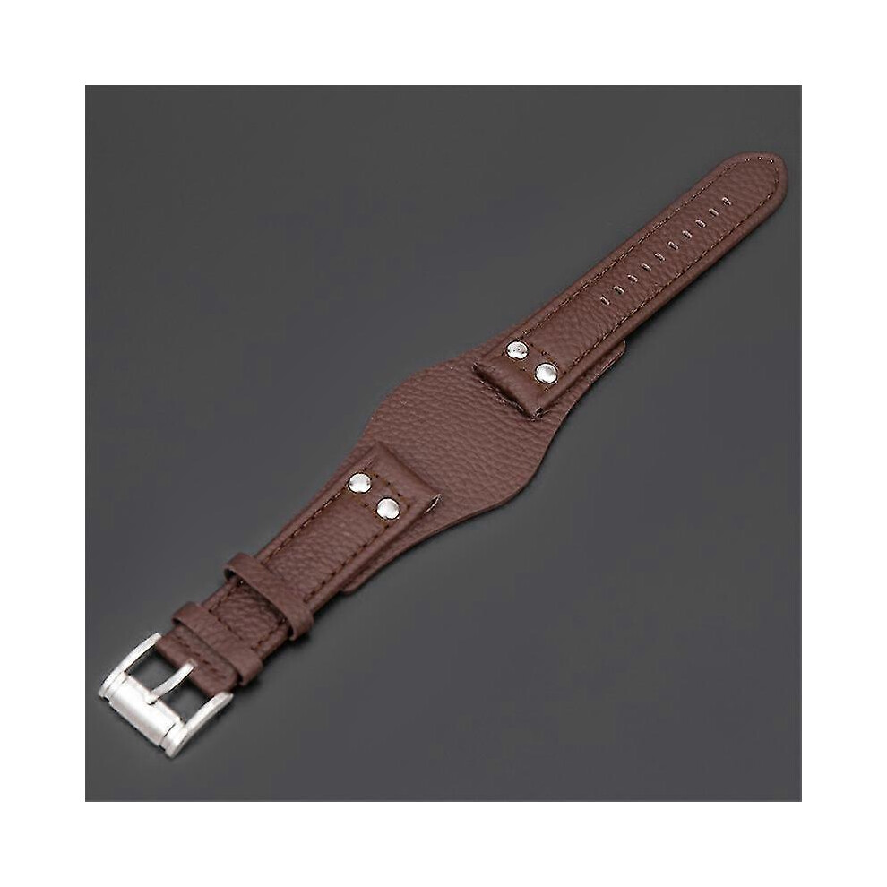 (Brown, One Size) 22Mm Genuine Leather Watch Band For Fossil Ch2564 Ch2565 Watch Steel Buckle 5062994743061