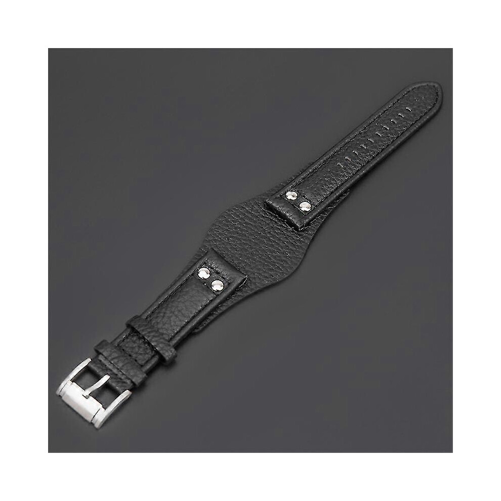 (Black, One Size) 22Mm Genuine Leather Watch Band For Fossil Ch2564 Ch2565 Watch Steel Buckle 5062994743054