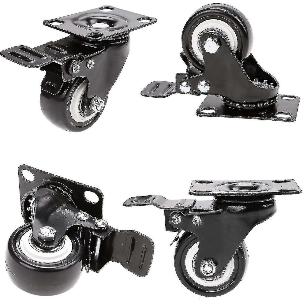 (As Show, One Size) 4 Swivel Castors With Brake 50Mm Rubber Castor Wheels For Furniture With 400Kg Capacity, Black 5062994752414