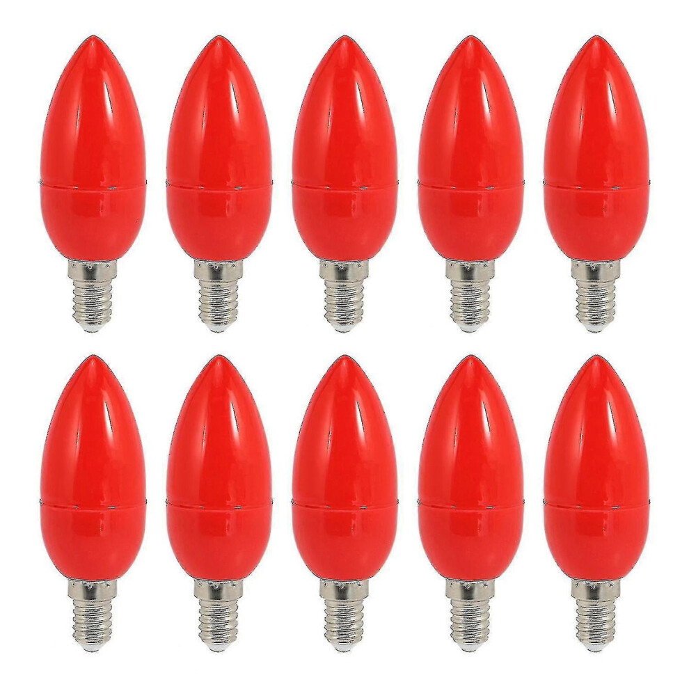 (As Show, One Size) 10X Led Candle Light Candle Light Bulbs Red Fortune Lamp God Lights Energy Saving Candle Lights,E14 5063595954528