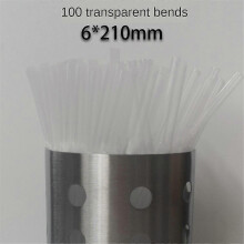 (white 100pcs, One size) 100pcs Black Plastic Straws Drinking Disposable Rietjes 21cm Long Flexible
