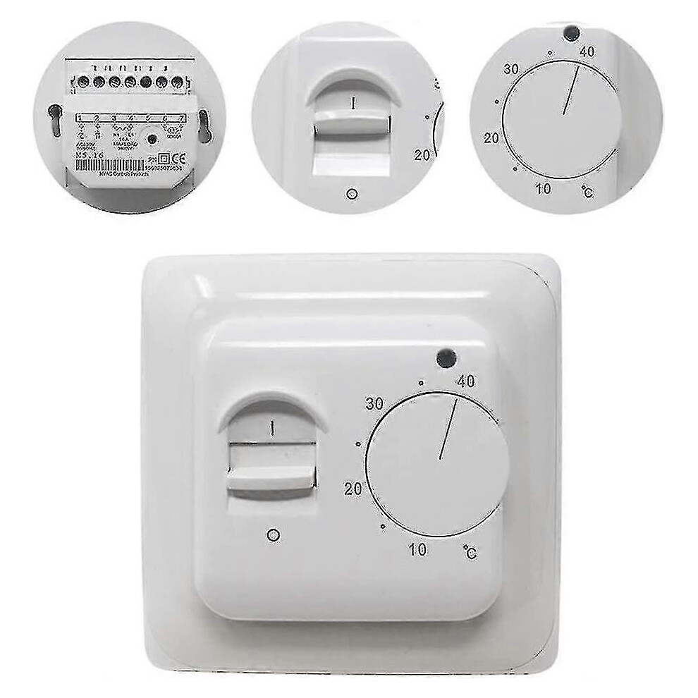 (As Show, One Size) Manual Underfloor Heating Thermostats 220V 16A, Electric Underfloor Heating Controller Mechanical Room Thermostat With Floor Senso 5062994715006