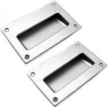 (As show, One size) 2 Pack Modern Stainless Steel Door Handle Hidden Recessed Cabinet Pull Drawer Built-in Rectangular Hardware For Kitchen Cabinet 128X83MM With Screws t