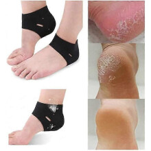 (As show, One size) LINJOU Moisturising Socks Silicone Gel Socks Sleeves , Reduce Pressure On Heel ,1 Pairs,black