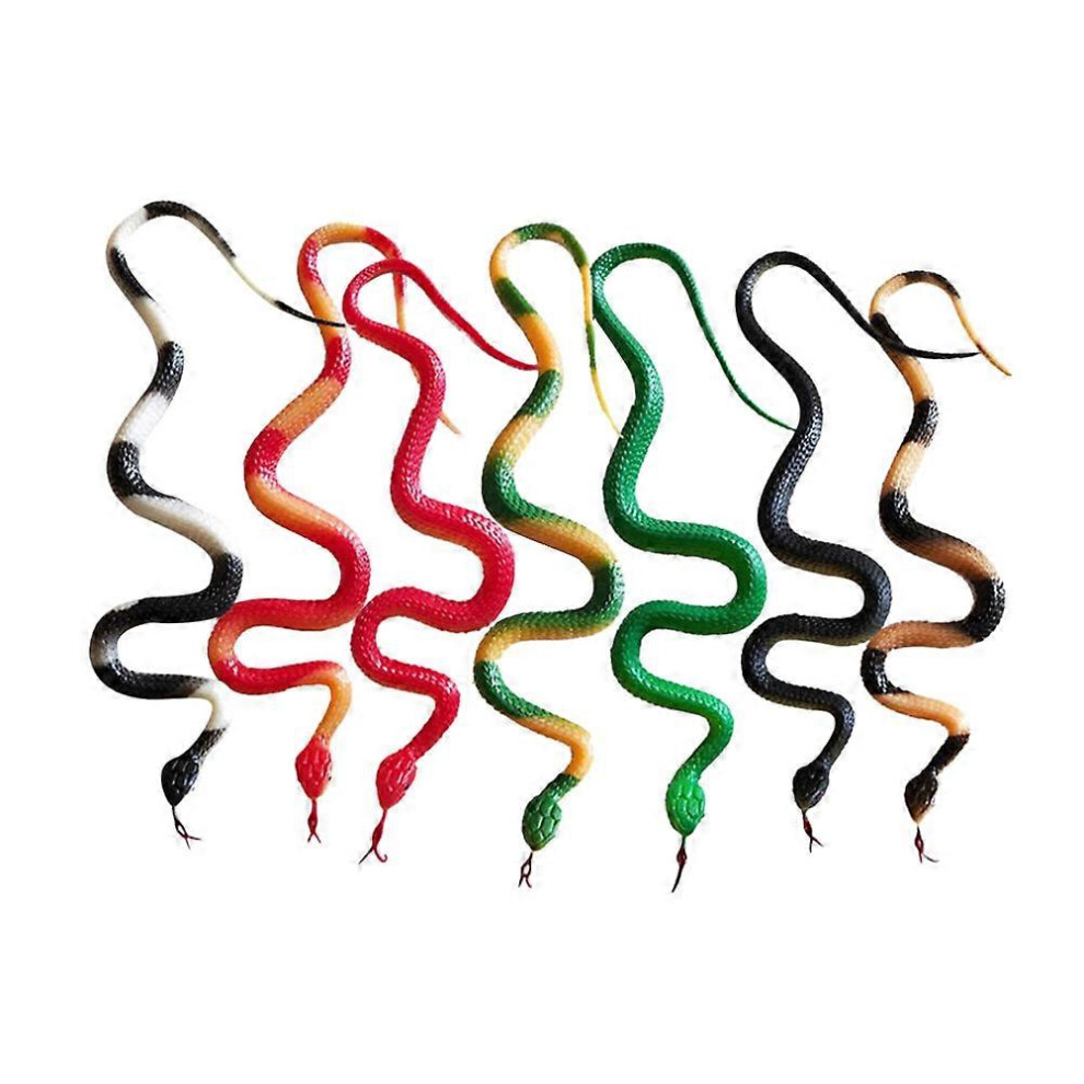Kricely (As Show, One Size) 7Pcs Artificial Plastic Rubber Snake Prank Prop Halloween Trick Scary Toy For Party Festival Random Color