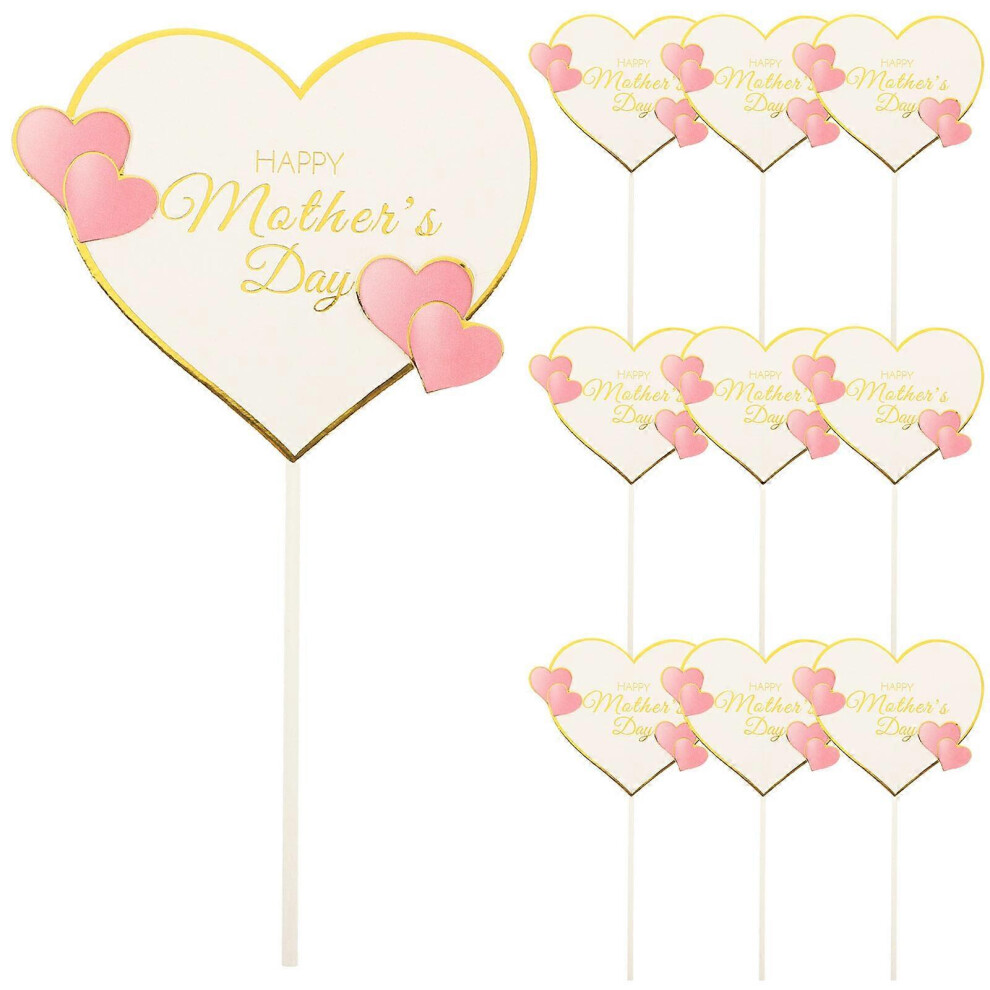Kricely (As Show, One Size) 10Pcs Happy Mother's Day Cake Decors Cupcake Picks Cake Decoration Party Favors