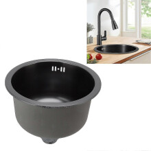 (As show, One size) Stainless Steel Single Bowl Mini Round Kitchen Sink With Drain Accessories For Home Bar - Compact And Durable[black]-Excellence