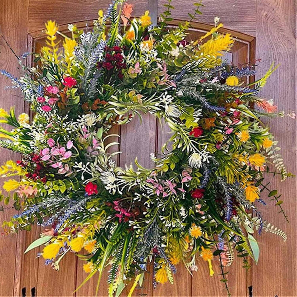 (As Show, One Size) Mardi Gras 2024 Spring Wreath On The Outdoor Front Door Welcomes Summer Flowers, Weather Proof Green 5063595985935