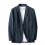 (L, Navy) Men's Linen Blazer Lightweight Jacket Coat Two Button 1