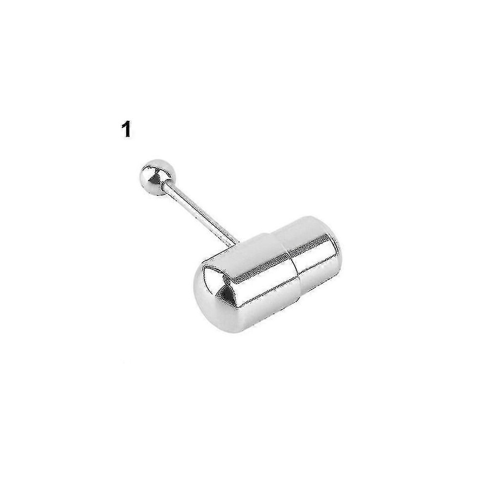 (Silver, One Size) 1Pc Cool Vibrating Barbell Tongue Rings Bars Piercing Stainless Steel Body Jewelry Cs 5062994727047