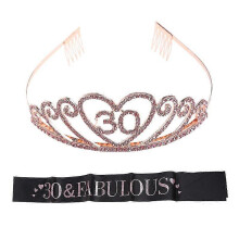 (B, One size) 30th Birthday Tiara 30th Birthday Sash 30th Birthday Crown Sash For Birthday