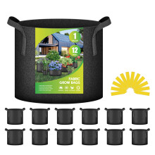 YSSOA 12-Pack 1 Gallona Kasvupussit Heavy Duty -paksutettu kuitukangas-ilmastuskangasruukut kahvoilla Kangasruukut kasveille Vihannes kukka Tomaatti