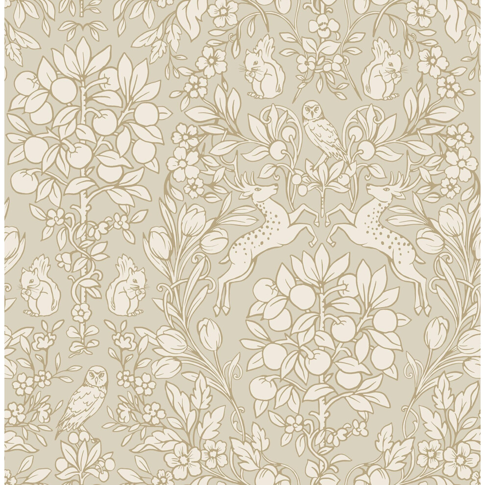 Nuwallpaper Taupe Enchanted Peel Stick Wallpaper 091212774919