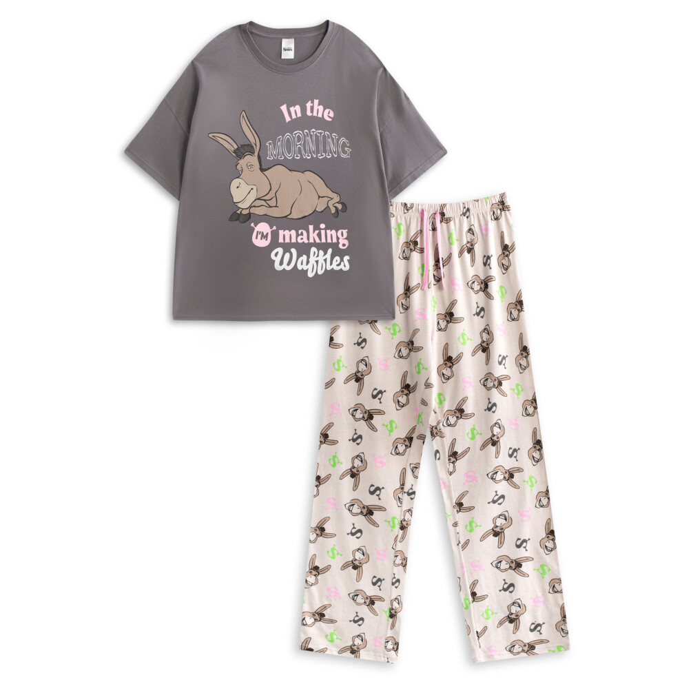 (Medium) Shrek Short Sleeve Long Leg Pyjama Set (Womens Multicoloured)