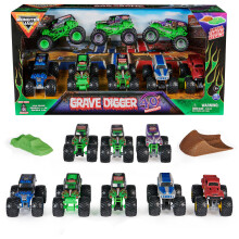 Monster Jam Grave Digger 40?? ?pete???, 8 tet??t???a f??t?????a Monster ?e ep?p???? a?es????, pa?d??? pa????d?a ????a?a? 1:64 ??a a????a ?a? ????ts?a