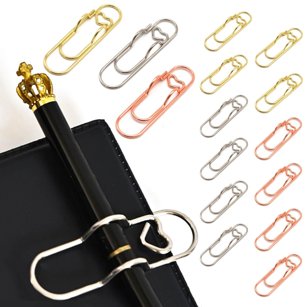 Zrwcvxy15 pcs Multifunctional Pen Clips Paperclip Pen Holders for Notebooks and Papers Large Size Office School Supplies(Gold/Silver/Rose Go-image-OPC-PFNF8R7-NEW