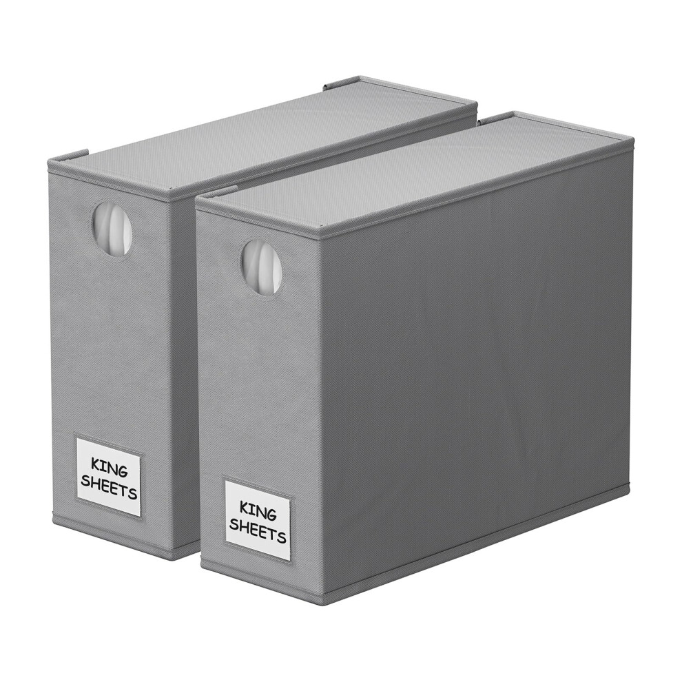 Lot de 2 organiseurs et rangements de draps de lit SpaceAid - Conteneur de rangement pliable moderne (gris XL pour Queen et King Size)