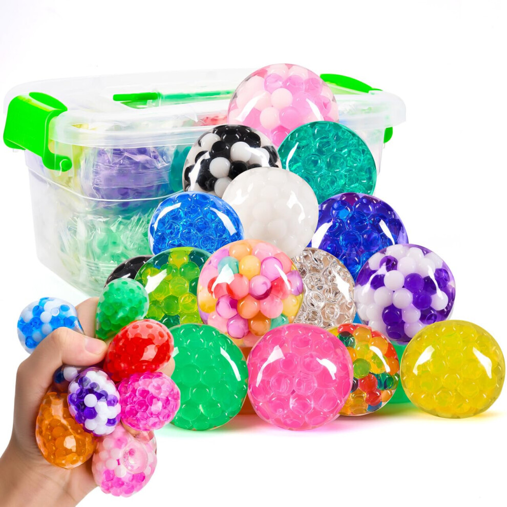JOYIN Mini Stress Ball Toys  24 Pack Squeeze Fidget Toys for Adults  Squishy Toy Stress Relief Ball  Relieve Work Anxiety  Exercise Hand Fle