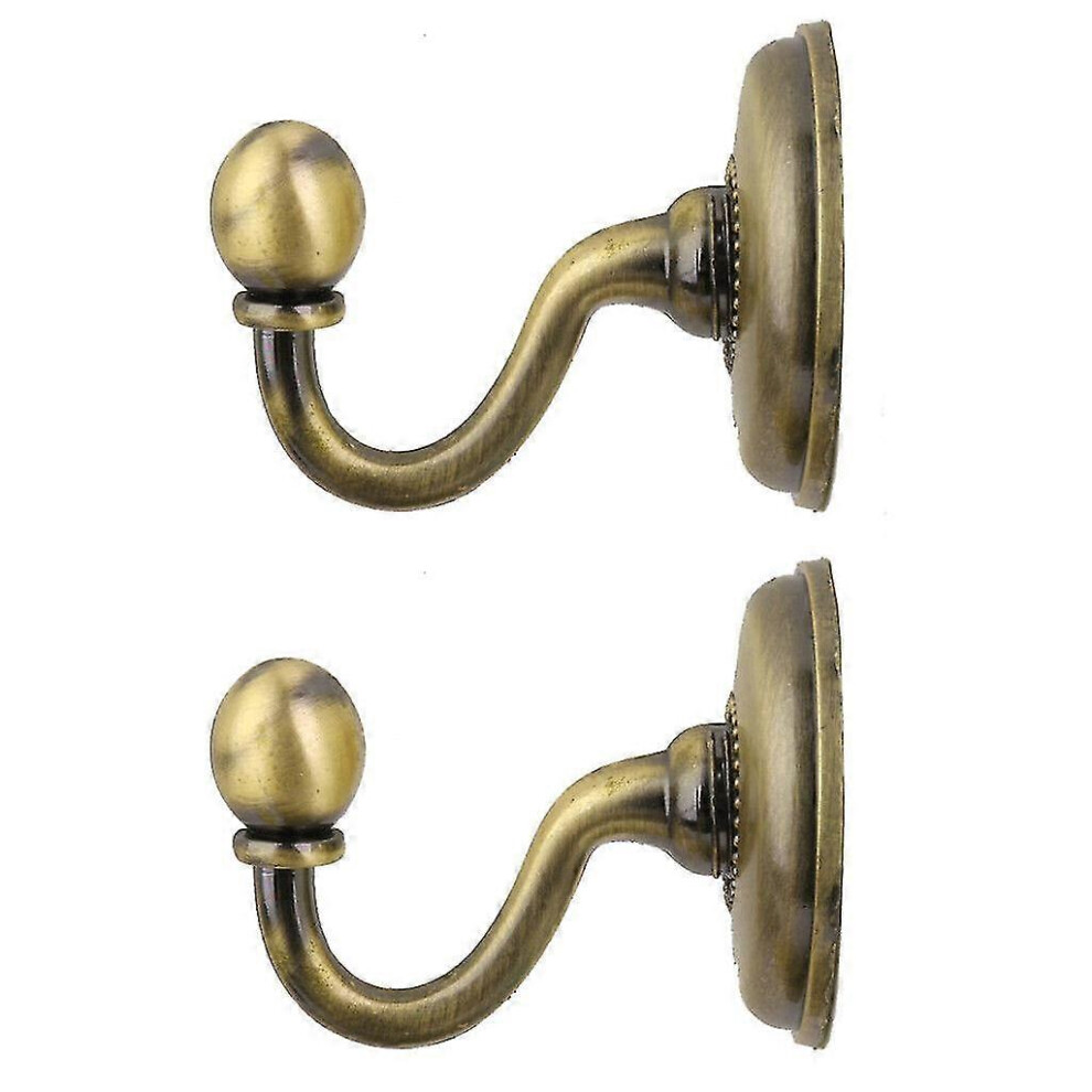 (As Show, One Size) 2X Metal Curtain Holdback Wall Tie Back Hooks Hanger Holder Window Curtain Hooks 5062994765452