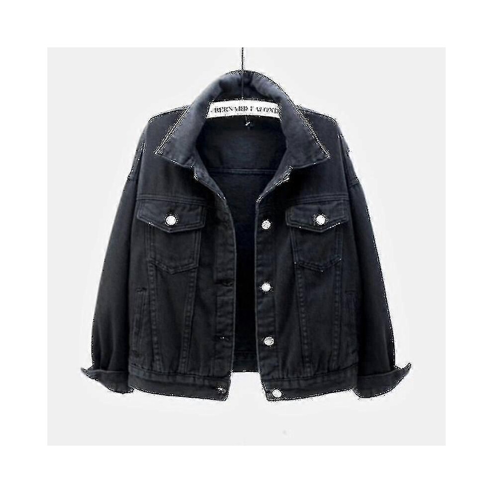 (As Show, One Size) Spring And Autumn Color Large Size Denim Jacket Women's Short Korean Version Loose Bf Long-Sleeved J 5063595907432