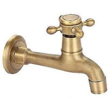 (As show, One size) Brass Fauce Tap Lead Free High Arc Single Lever Faucet Antique Brass Taps Wall Mounted Vintage For Kitchen Sink (1pcsbrass)