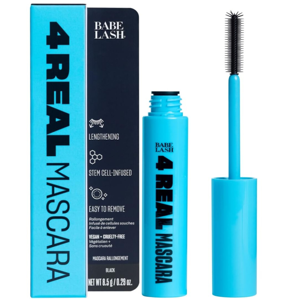 Babe Original 4 Real Mascara Schwarz F R Volumen, L Nge Und Schwung Der Wimpern, Definierter, Flatterhafter Look, Vegan, Tierversuchsfrei, 8-image