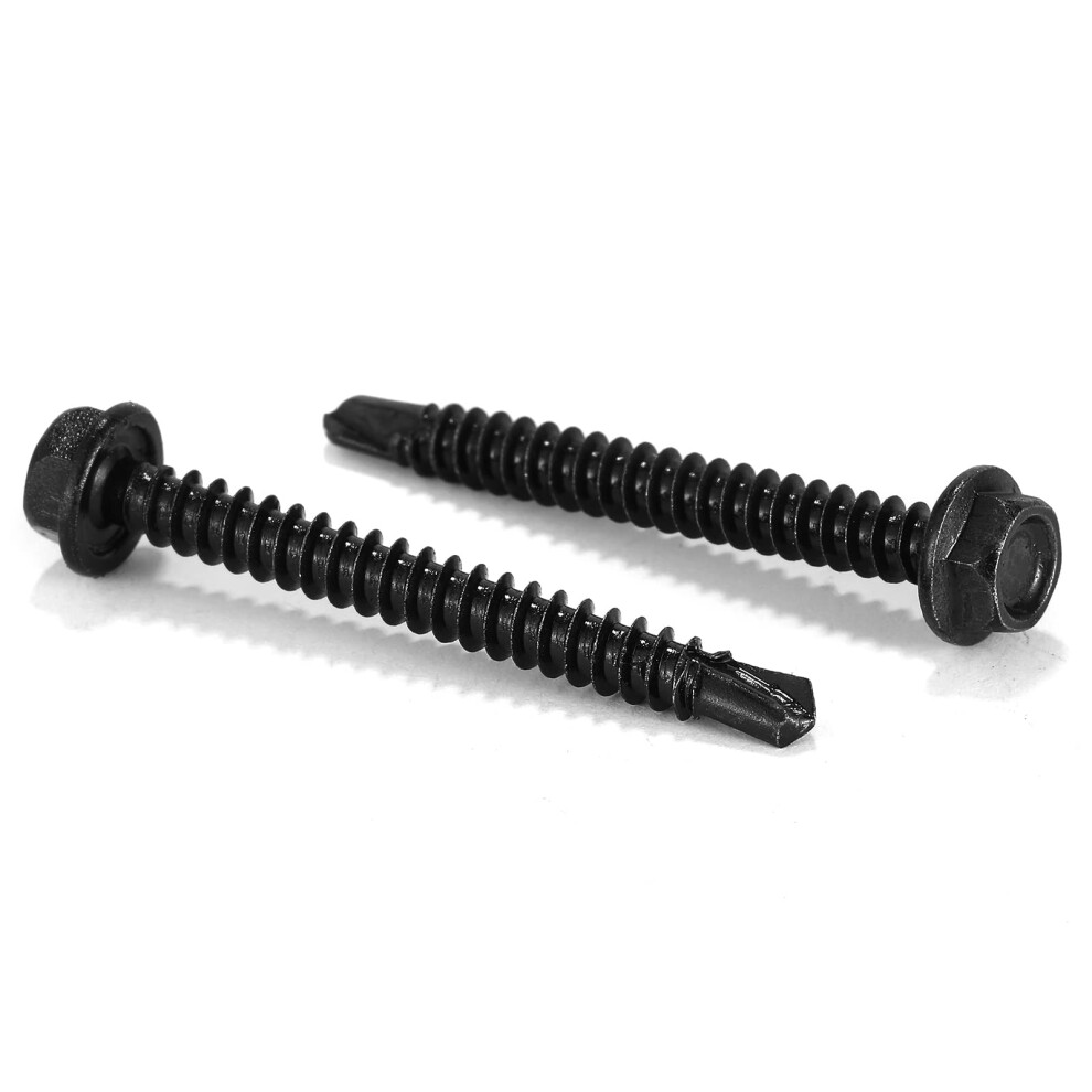 #10 x 1-1/2"" Sheet Metal Screws 100PCS 410 Stainless Steel Hex Washer-image-OPC-PFKY8F8-NEW