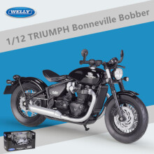 (Black retail box) WELLY Triumph Bonneville Bobber Alloy Racing Motorcycle Model Simulation Diecast Metal Street Motorcycle Model